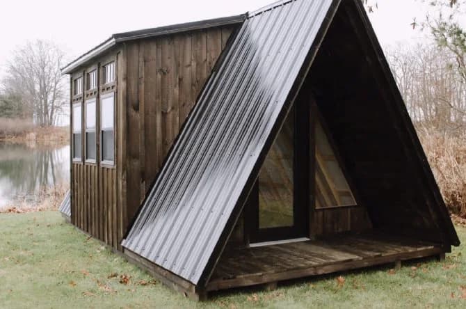 12′ × 20′ A-Frame with Porch Package and Side Dormer